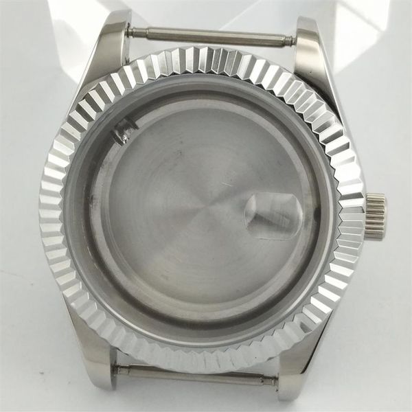 41 mm Saphirglas, poliertes silberfarbenes Edelstahl-Uhrengehäuse, passend für ETA 2824 2836 Miyota 8205 8215 821A 82 Serie Uhrwerk P2837