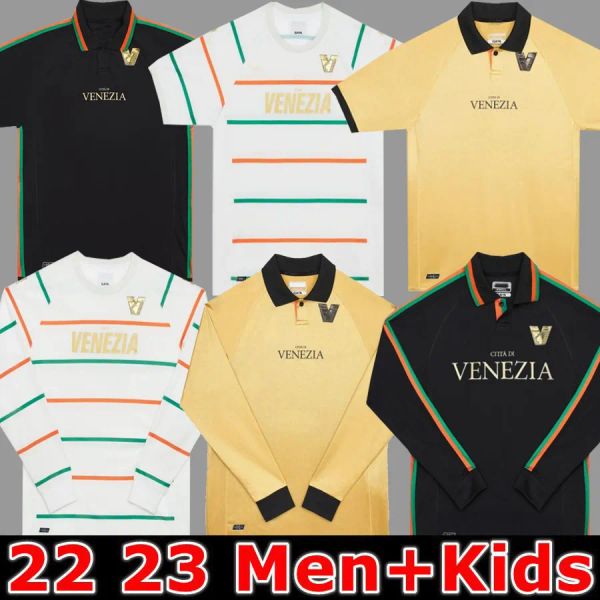 21 22 23 Venezia FC Fußballtrikots Heim Schwarz Auswärts Weiß Dritter Blau 4. Rot 10# ARAMU 11# FORTE Venedig 2021 2022 2023 BUSIO 27# Fußballtrikots 3. Adukt Kinderset Uniformen