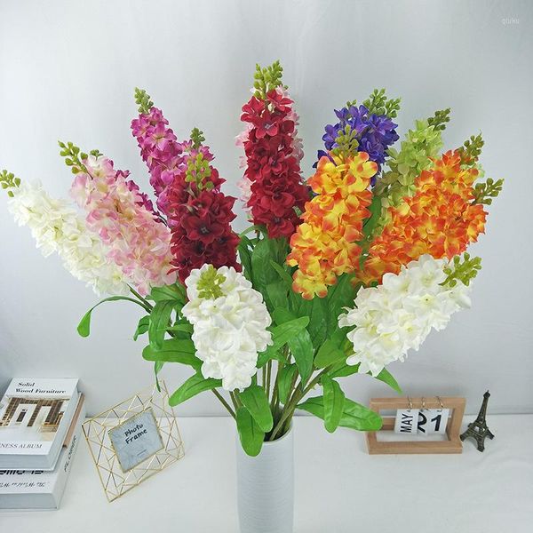 Dekoratif çiçekler 80cm sümbül yapay menekşe çiçek dalı yaprak ipek delphinium bitki düğün homar çiçek aranjman