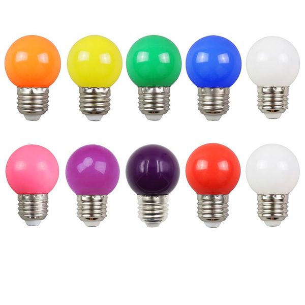 Pacote com 10 lâmpadas mini globo de LED 2W E27 coloridas para decoração de interiores e exteriores, pátio, jardim, festa, Natal251M