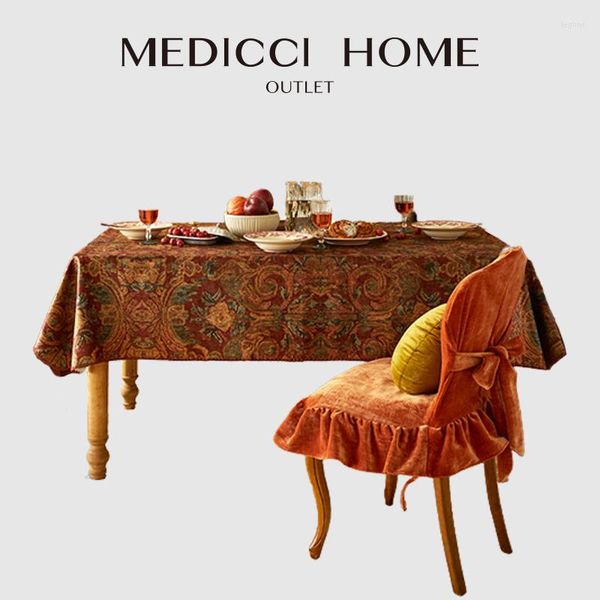 Pano de mesa Medicci Home Estilo europeu Retro Damasco Padrão Jacquard Toalha De Mesa De Luxo Arte Retângulo Para Jantar Festa Banquete