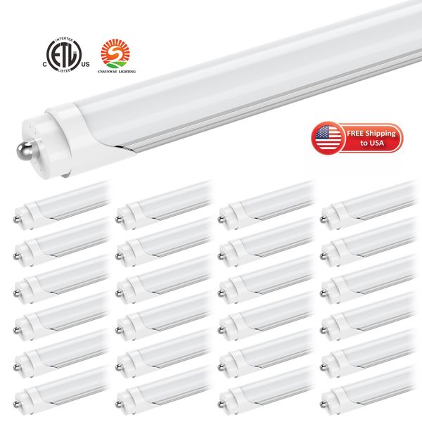 US STOCK T8 LED Tube Light 8FT Single Pin FA8 Fluorescent Lights substituição 45W Cold White 6000K Frosted Cover clear glow Shop Office Garage Garage Lighting