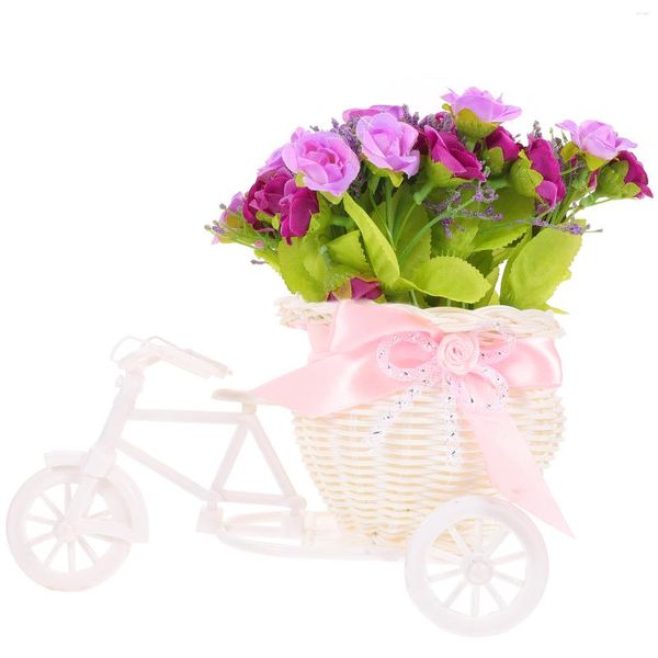 Dekoratif Çiçekler Bisiklet Çiçek Sepeti Sahte Küçük Yanlış Süsler Ev Üç Bisiklet Dekoru Kapalı Simüle