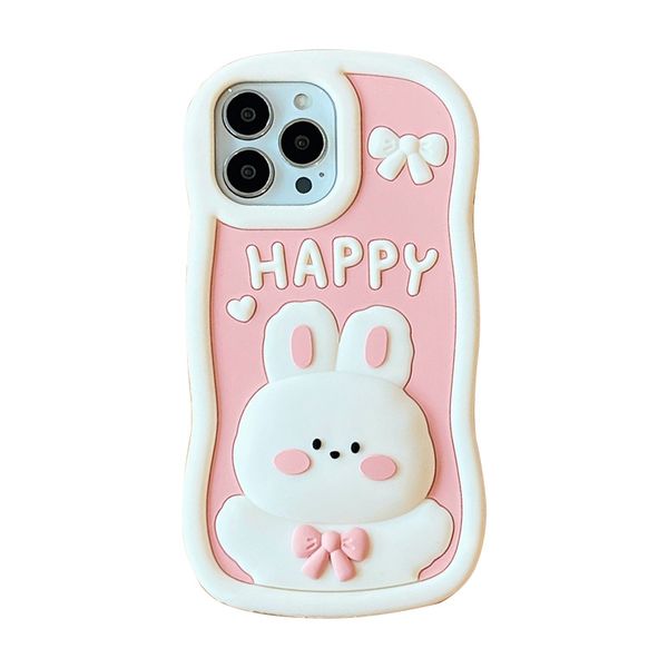 Оптовая компоновка Free DHL 3D Cartoon Silicone Case Wave Edge Rabbit для iPhone 14 Pro Max 11 12 13 Pro Max Back Soft Cover