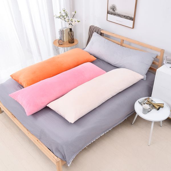 Taie d'oreiller Super doux en peluche corps taie d'oreiller nordique plaine longue taie d'oreiller grande taille fermeture éclair coussin taie d'oreiller pour lit canapé décor à la maison 230606