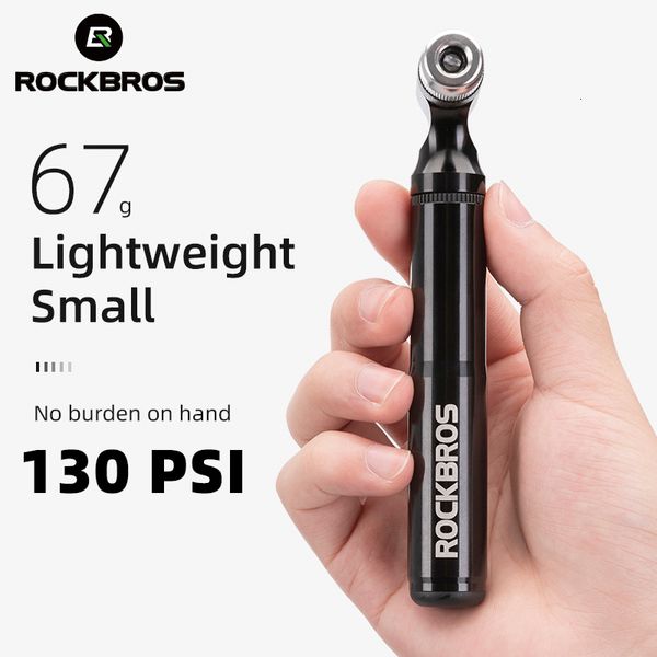 Велосипедные насосы Rockbros Bicycle Pump130PSI Воздушный насос Алюминиевый сплав Портативный сплав Porploy Presect Ультрагарная рука MTB Mountain 230607