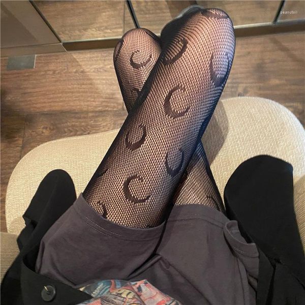 Kadınlar çorap siyah beyaz içi boş out ay desenli balık ağları lolita gotik örgü çoraplar seksi taytlar naylon naylonlar şeffaf külotlu çorap bayanlar hediyeler