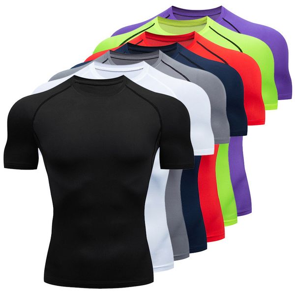 Herren-T-Shirts, Sport, kurzärmelig, Lauf-T-Shirts, Fitness, schnell trocknend, Basketball-Trikot, Kompressionsshirt, elastisch, eng anliegend, Sport, Herren, Fitnessstudio, 230607