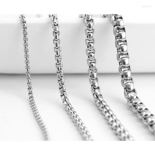 Цепочки Risul из нержавеющей стали квадрат Rolo Box Chain Sell в измерителе 2/3/4/5 мм Halskette мужское кольцо -кольцо Женщина DIY Wholesale