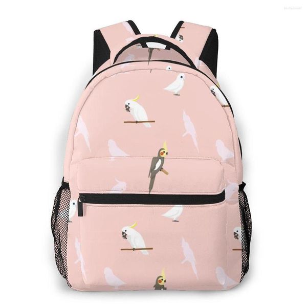 Mochilas escolares mochilas de viagem pássaros engraçados de papagaio cacatua Corella cacatua menina mochila capacidade saco para adolescentes