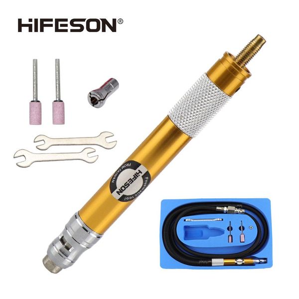 Hulpmiddelen HIFESON 280 alta velocidade ajustável caneta moinho de vento máquina de moagem pneumática gravura moedor reto 2,38 mm 3 mm mandril