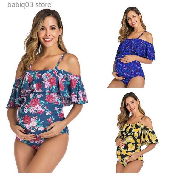 Roupa de banho para gestantes Roupa de banho para gestantes Fato de banho de uma peça com babados Lemon Beach Summer Maiô Tankini para festas Roupas para gestantes T230607