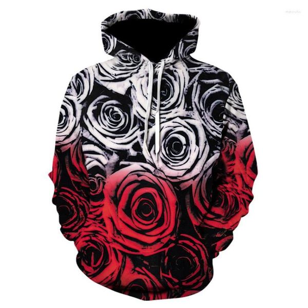 Herren Hoodies Herbst 2023 Herren Damen Hoodie Rose bestickt Langarm Sweatshirt und Pullover Herbst