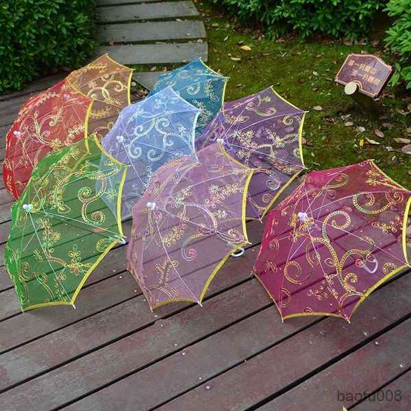 Guarda-chuvas criativo colorido guarda-chuva casamento adereços fotografia feito à mão vintage mini guarda-chuva para bonecas crianças brinquedo r230607