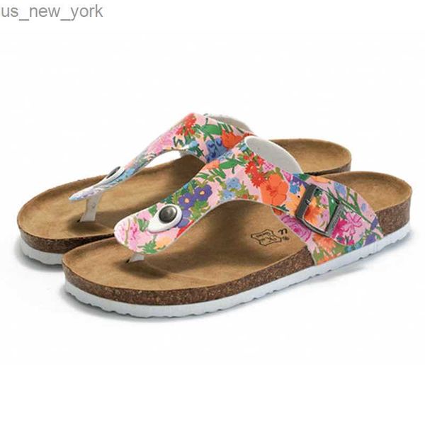 Pantofole da donna floreali Outdoor Casual Cork Ladies Infradito Flower Womens Slides Scarpe Flat Designer Pantofole da spiaggia per il tempo libero L230518