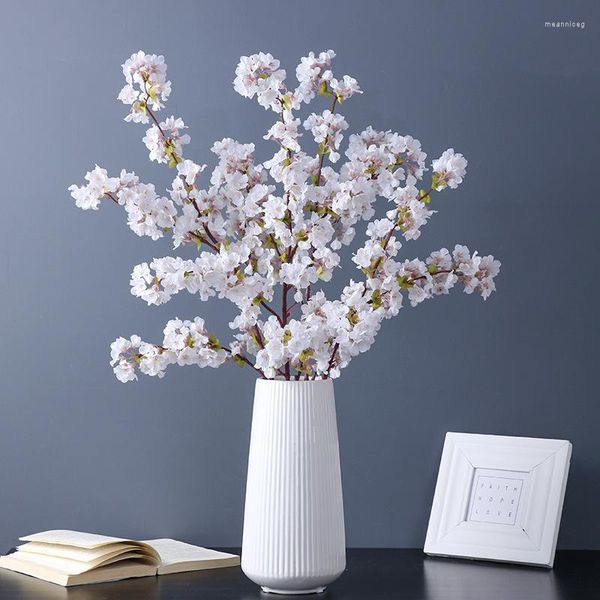 Fiori decorativi 100 cm fiore artificiale di seta bianco fiore di ciliegio fai da te arco di nozze sfondo decorazione casa festa regalo di San Valentino