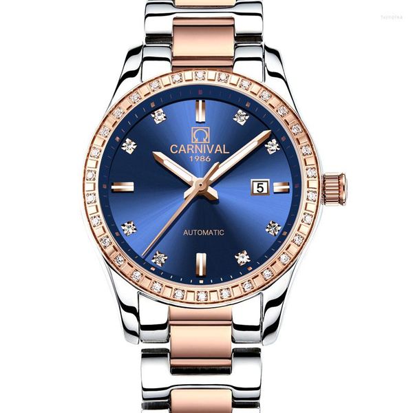 Armbanduhren Schweiz Karneval Frauen Uhren Damen Automatische Mechanische Uhr Wasserdicht Relogio Feminino 8685L-6