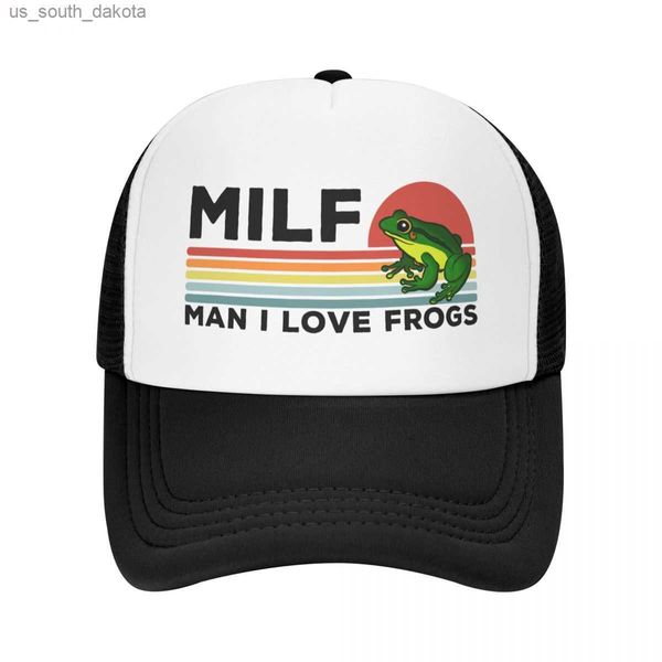 Personalizzato Milf Man I Love Frogs Berretto da baseball Donna Uomo Regolabile LGBT Gay Pride Trucker Hat Streetwear Snapback Caps L230523