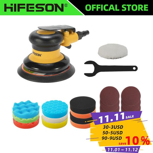 Hulpmiddelen hifeson 5/6 polegadas não vácuo Máquina de polimento de ar pneumática para cuidados com tinta de carro e remoção de ferrugem