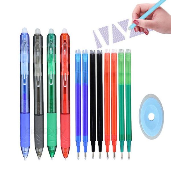 Canetas para notebook apagáveis, reutilizáveis e inteligentes, extrafinas, suaves, 0,5 mm, gel, preto, vermelho, recarga, material de escritório para presente infantil