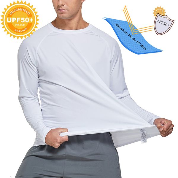 Erkek Tişörtler Erkekler UPF 50 Uzun Kollu Gömlek Güneş Koruma SPFUV Balıkçılık Yürüyüşü T-Shirts Rashguard Yüzme Gömlekleri 230607