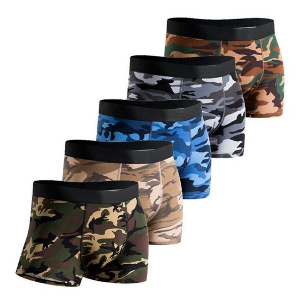 Mutande Boxer Uomo Mutandine di cotone Mutande da uomo Traspirante Biancheria intima da uomo Camouflage Boxer da uomo Pouch Bulge Camouflage Per uomo Regalo 230606