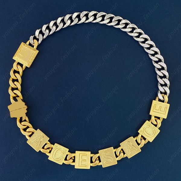 Luxury Gold Letters Medusa Collane Womens Designer Collana Fashion Wide Chain Love Jewelry For Women Fibbia magnetica Matrimonio Argento 925
