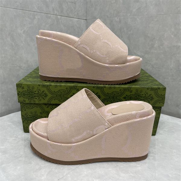 Designer G Feminino Sandálias Sliders Chinelos Chinelos Flats Plataforma Cunhas Estampa Bordada Jelly Borracha Couro Sapatos de Salto Alto 35-41