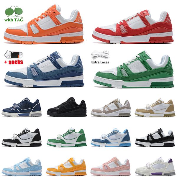 Tasarımcı Virgil Trainer Sıradan Ayakkabı Düz ​​spor ayakkabı denim deri abloh beyaz siyah mavi harf kaplar platform erkek eğitmenleri kadın düşük spor ayakkabılar boyutu Euro 36-45