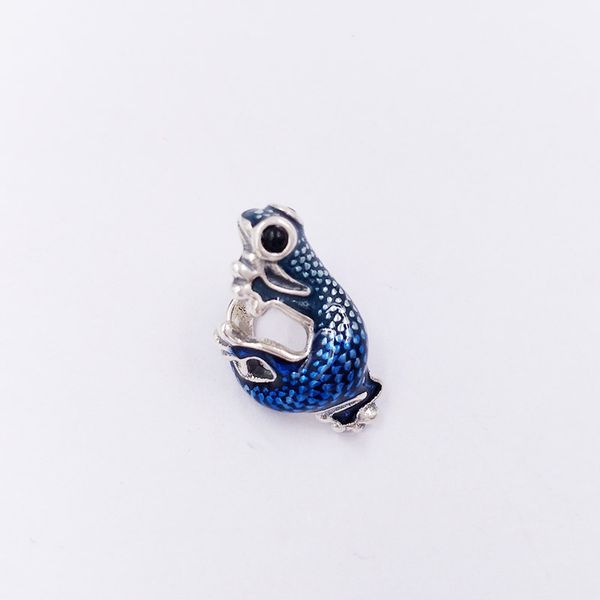 Metallic Blue Gecko Charm 925 Silver Sterling Pandora Clips Moments for Fit Charms Beads Pulseiras Joias 792701C01 Andy Jewel