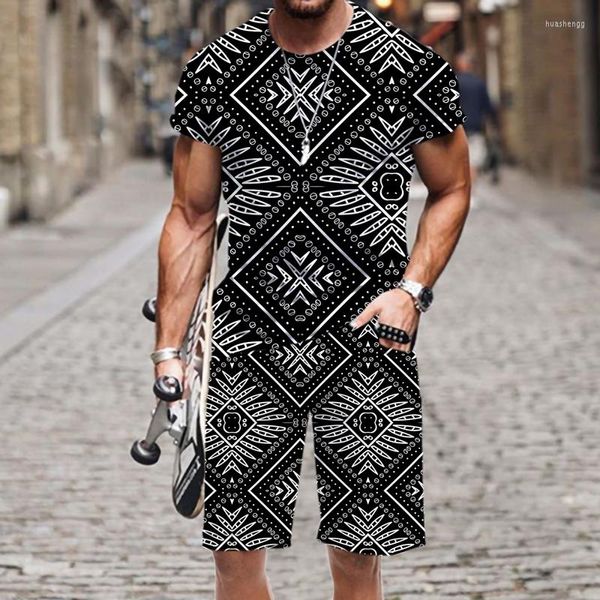 Agasalhos masculinos Roupas masculinas Praia Conjunto de 2 peças 2023 Tops Street Engraçado Verão Hip-hop O Neck Outfit impresso em 3D Moda casual Harajuku