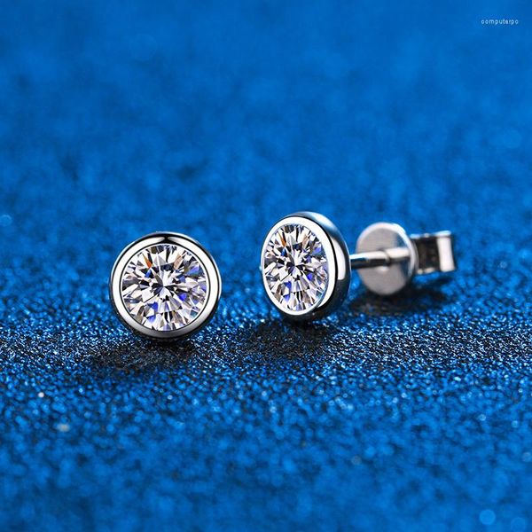 Brincos Stud Banhado a Ouro Branco 14K Moissanite Para Mulheres Homens 0.6CT 1.0CT Prata Esterlina Redondo Diamante Ear Studs Design Unissex