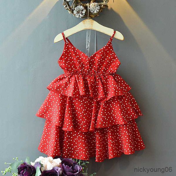 Mädchen Kleider Neue Sommer Mädchen Kleid Kleine Liebe Westlichen Stil Net Garn Party Prinzessin Kinder Baby Kinder Mädchen Kleidung R230607