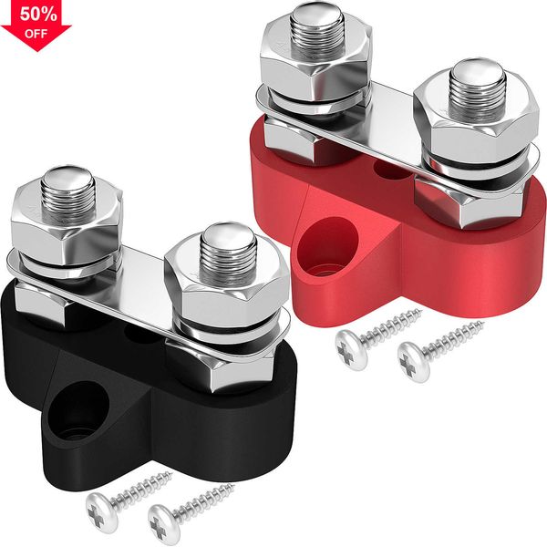 Nuovi prigionieri per morsettiera 12-48 V M6M8M10 Blocco di giunzione Bus Bar Isolato Dual Heavy Duty Power Distribution Stud Positivo Negativo