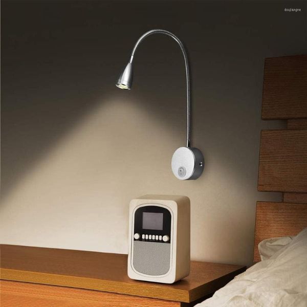 Luminária de parede 1 peça LED luz de leitura de mesa proteção para os olhos rotação de 360 graus flexível pescoço de ganso USB quarto noite