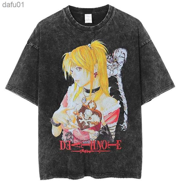 Hip Hop Oversize Washed T-Shirt Men Streetwear Anime Girls Graphic Cotton T Shirt 2023 Summer Vintage Short Sleeve Tee Harajuku L230520