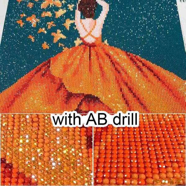 Stitch AB Diamond Pintura Diy Diy Decoração Arte da parede Diamante Bordado Cruz Cross Stitch Kits Mosaic Full Drill Beauty Girl