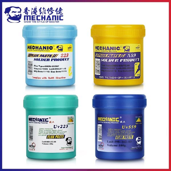 Lasfluxen MECHANIC UV559/226 100 g mildes Kolophonium, bleifrei, hochaktives Lötflussmittel, NoClean, leichter Geruch, Lötpaste für PCB-BGA-Reparatur