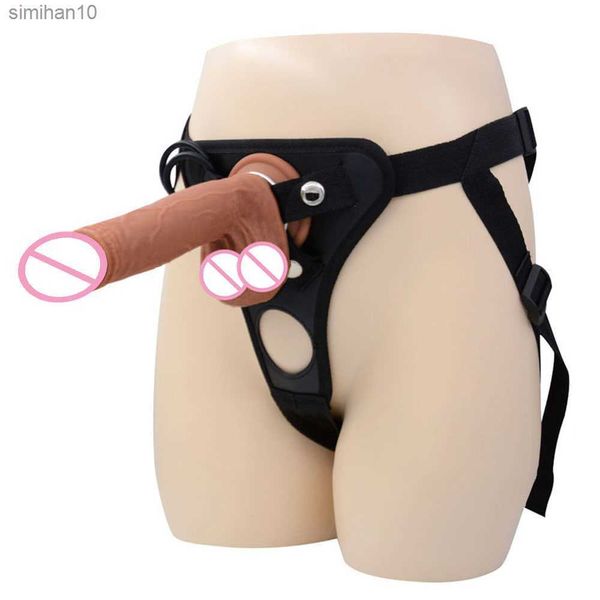 Strap-on da uomo Dildo realistico per pene Pantaloni Giocattoli del sesso anale per donne Uomini Donne Gay Dildo Strapon Harness Belt Giochi per adulti Lesbiche L230518