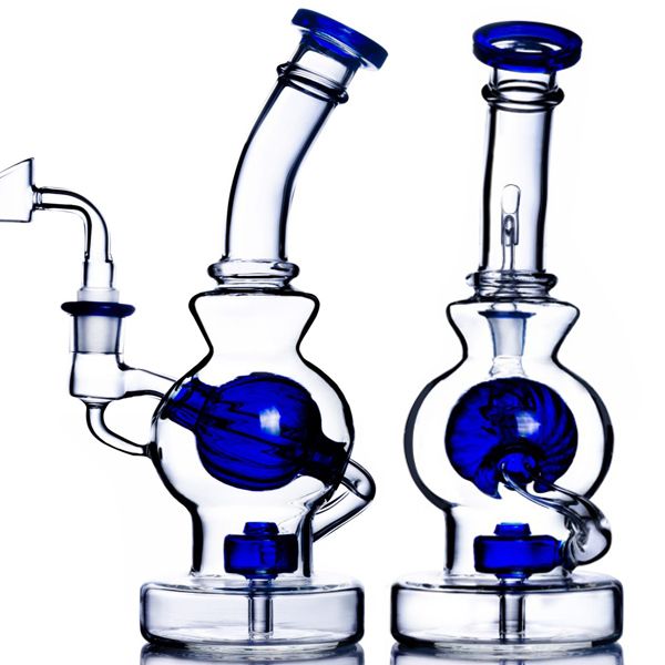 Beaker Bong Narghilè Recycler Oil Rigs Smoke Glass Water Pipe Dab Rigs spirale perc Funzione con 14mm Banger