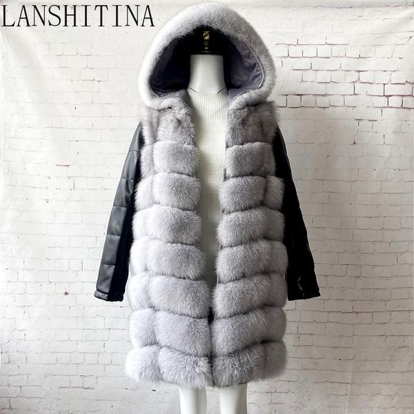 Pelliccia 2021 Nuovo stile Woman Fox Fur Pellicola maniche rimovibili e cappotto vera pelle vera e propria giubbotte per pelliccia naturale 100% vera pelliccia vera