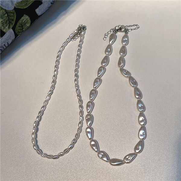 Colares com Pingente Y2K Colar de Pérolas Banhado a Prata Com Concha Natural Barroco Para Mulheres Jóias Pérolas Gargantilha Collier De Perles