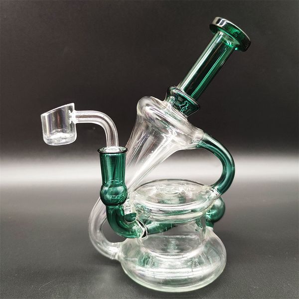 Pipa ad acqua in vetro da 8 pollici Bong Bong inebriante Incycler Stile strumento Pipa inebriante Fumo Dabber Rig Recycler Giunto femmina da 14,4 mm con ciotola regolare Perc