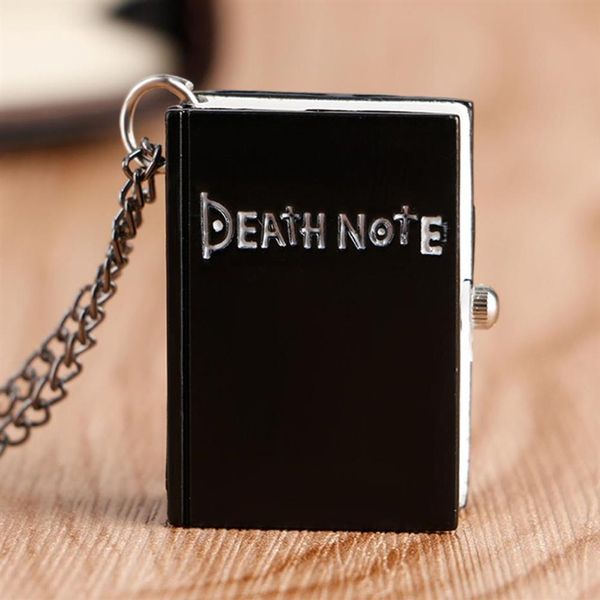 2021 japanische Death Note Form Schwarz Suqare Quarz Taschenuhr Für Männer Kleine Kleine Halskette Kinder Deathnote Wholes304Y