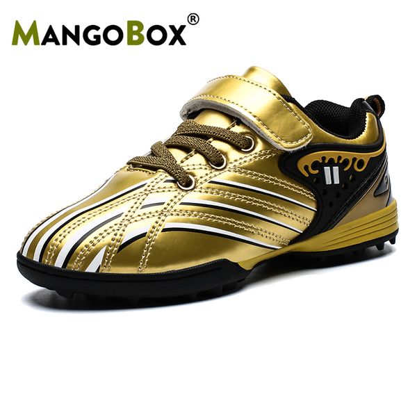 Sneakers Bambini Scarpe da calcio professionali Turf Ground Sport Scarpe da calcio per ragazzi Ragazze Scuola Formazione Scarpe da ginnastica Borchie Palestra Oro 230606