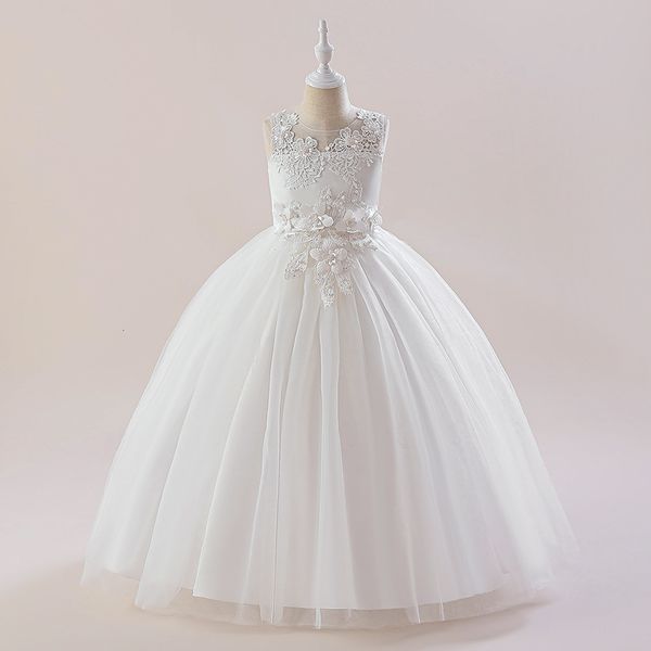 Abiti da ragazza Estate Fiore bianco Tulle Ragazze Abito da sera Principessa Pizzo Matrimonio Prima Comunione Abiti da festa per bambini per ragazze Abito da damigella d'onore 230606