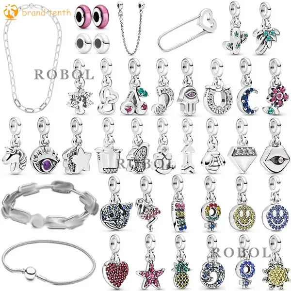 925 Sterling Silver per pandora charms autentico punto di perline Perlina 1 Ciondolo originale della serie PAN ME