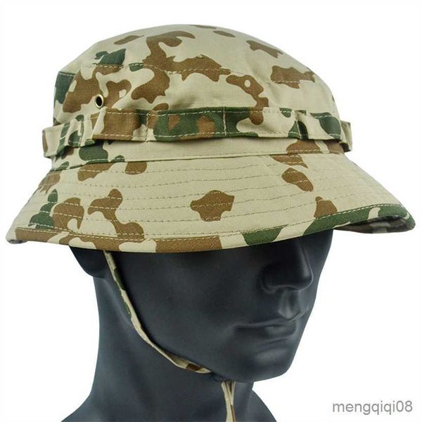 Cappelli a tesa larga Tattico militare Boonie Sun Cappello da pesca Outdoor Camouflage Bobble Cap Fisherman Sniper Bucket R230607