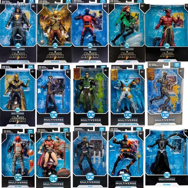 Disponibile Mcfarlane DC Black Adam Hkman Atom Smasher Doctor Fate Cyclone Sabbac Band Action Figure Giocattolo per bambini Regalo L230522