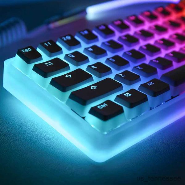 Teclados Teclas Pudim Perfil Double Shot Keycap Para Interruptor Disposição do Teclado RGB retroiluminado Teclas Caps